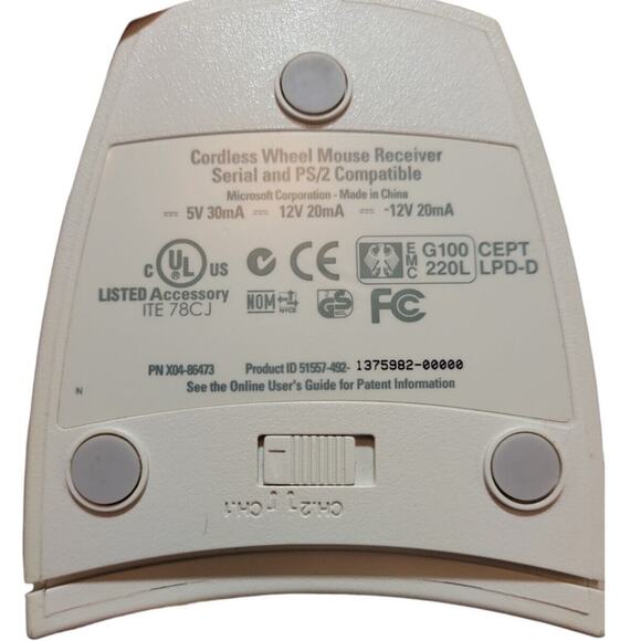 VTG Microsoft Cordless Wheel Mouse PNX04-86473 PS/2 Serial Wireless EUC - Picture 4 of 4